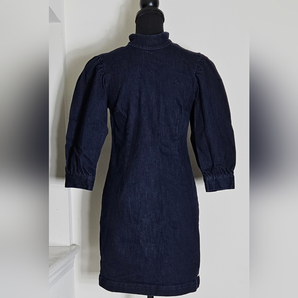 Scotch & Soda Three-Quarter Sleeved Womens Denim Mini Dress In Blue Size…